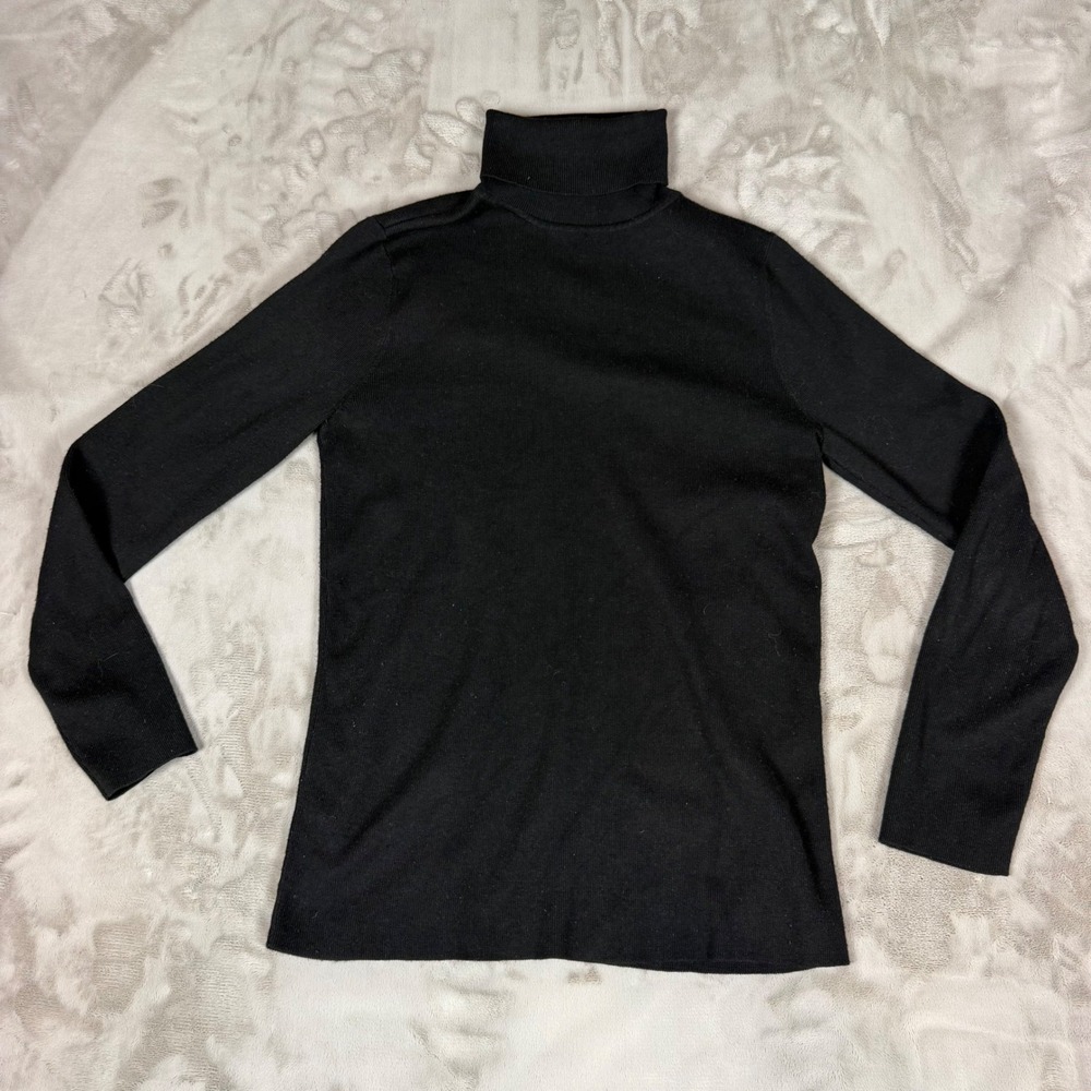 Chicos Black Turtleneck Sweater Long Sleeve Knit Top Size 1 Medium US 8 10
